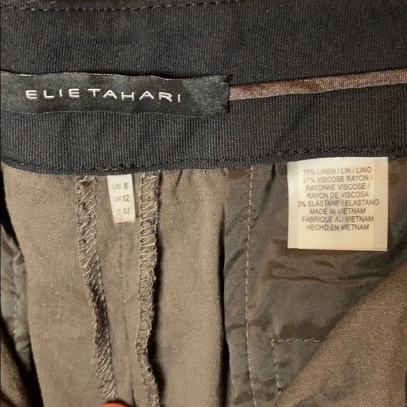 Elie Tahari brown linen blend pants - Picture 5 of 5